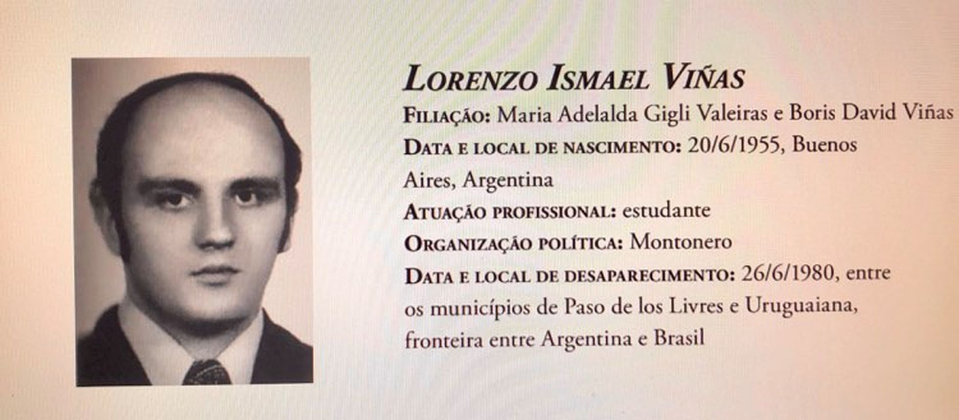 Archivo personal de Lorenzo Vinas Gigli (archivo de la Comisión Nacional de la Verdad - Brasil)